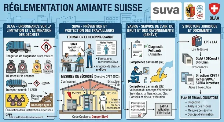 Document officiel de l'OLAA sur un bureau d'expert, symbole de la réglementation suisse sur l'amiante